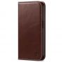 SHIELDON iPhone 14 Wallet Case, iPhone 14 Genuine Leather Cover with RFID Blocking, Book Folio Flip Kickstand Magnetic Closure - Coffee - Retro