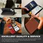 SHIELDON iPhone 14 Wallet Case, iPhone 14 Genuine Leather Cover with RFID Blocking, Book Folio Flip Kickstand Magnetic Closure - Dark Blue - Retro