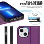 SHIELDON iPhone 14 Wallet Case, iPhone 14 Genuine Leather Cover with RFID Blocking, Book Folio Flip Kickstand Magnetic Closure - Purple