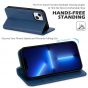 SHIELDON iPhone 14 Plus Wallet Case, iPhone 14 Plus Genuine Leather Cover with RFID Blocking, Book Folio Flip Kickstand Magnetic Closure - Royal Blue
