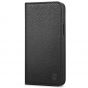 SHIELDON iPhone 14 Plus Wallet Case, iPhone 14 Plus Genuine Leather Cover with RFID Blocking, Book Folio Flip Kickstand Magnetic Closure - Black - Litchi Pattern