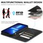SHIELDON iPhone 14 Plus Wallet Case, iPhone 14 Plus Genuine Leather Cover with RFID Blocking, Book Folio Flip Kickstand Magnetic Closure - Black - Retro
