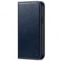 SHIELDON iPhone 14 Plus Wallet Case, iPhone 14 Plus Genuine Leather Cover with RFID Blocking, Book Folio Flip Kickstand Magnetic Closure - Dark Blue - Retro