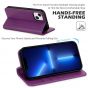SHIELDON iPhone 14 Plus Wallet Case, iPhone 14 Plus Genuine Leather Cover with RFID Blocking, Book Folio Flip Kickstand Magnetic Closure - Purple