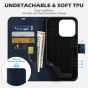 SHIELDON iPhone 14 Pro Wallet Case, iPhone 14 Pro Genuine Leather Cover with Magnetic Clasp - Navy Blue