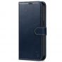 SHIELDON iPhone 14 Pro Wallet Case, iPhone 14 Pro Genuine Leather Cover with Magnetic Clasp - Dark Blue - Retro