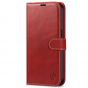 SHIELDON iPhone 14 Pro Wallet Case, iPhone 14 Pro Genuine Leather Cover with Magnetic Clasp - Red - Retro