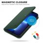 SHIELDON iPhone 14 Pro Wallet Case, iPhone 14 Pro Genuine Leather Cover Folio Case with Magnetic Closure - Midnight Green