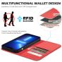 SHIELDON iPhone 14 Pro Wallet Case, iPhone 14 Pro Genuine Leather Cover Folio Case with Magnetic Closure - Red