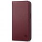 SHIELDON iPhone 14 Pro Wallet Case, iPhone 14 Pro Genuine Leather Cover Folio Case with Magnetic Closure - Wine Red