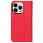 SHIELDON iPhone 14 Pro Wallet Case, iPhone 14 Pro Genuine Leather Cover Folio Case with Magnetic Closure - Red - Litchi Pattern