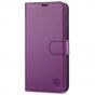 SHIELDON iPhone 14 Pro Max Wallet Case, iPhone 14 Pro Max Genuine Leather Cover with Magnetic Clasp Closure Flip Case - Purple