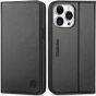 SHIELDON iPhone 14 Pro Max Wallet Case, iPhone 14 Pro Max Genuine Leather Folio Cover - Black