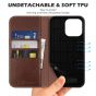 SHIELDON iPhone 14 Pro Max Wallet Case, iPhone 14 Pro Max Genuine Leather Folio Cover - Coffee - Retro