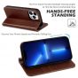 SHIELDON iPhone 14 Pro Wallet Case, iPhone 14 Pro Genuine Leather Cover Folio Case with Magnetic Closure - Coffee - Retro