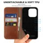 SHIELDON iPhone 14 Pro Wallet Case, iPhone 14 Pro Genuine Leather Cover Folio Case with Magnetic Closure - Brown - Retro