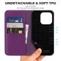 SHIELDON iPhone 14 Pro Wallet Case, iPhone 14 Pro Genuine Leather Cover Folio Case with Magnetic Closure - Purple