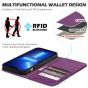 SHIELDON iPhone 14 Pro Wallet Case, iPhone 14 Pro Genuine Leather Cover Folio Case with Magnetic Closure - Light Purple