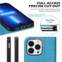 SHIELDON iPhone 13 Pro Wallet Case, iPhone 13 Pro Genuine Leather Cover with Magnetic Closure - Light Blue - Litchi Pattern
