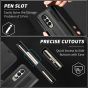 SHIELDON SAMSUNG Galaxy Z Fold4 5G Genuine Leather Wallet Case Cover with S Pen Holder, Folio Flip Style - Black