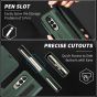 SHIELDON SAMSUNG Galaxy Z Fold4 5G Genuine Leather Wallet Case Cover with S Pen Holder, Folio Flip Style - Midnight Green