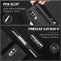SHIELDON SAMSUNG Galaxy Z Fold4 5G Genuine Leather Wallet Case Cover with S Pen Holder, Folio Flip Style - Black - Litchi Pattern