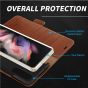 SHIELDON SAMSUNG Galaxy Z Fold4 5G Genuine Leather Wallet Case Cover with S Pen Holder, Folio Flip Style - Brown - Retro