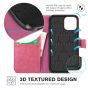 TUCCH iPhone 12 Mini 5.4-inch Flip Leather Wallet Case - Hot Pink