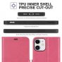 TUCCH iPhone 12 Mini 5.4-inch Flip Leather Wallet Case - Hot Pink