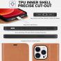 TUCCH iPhone 13 Pro Wallet Case, iPhone 13 Pro PU Leather Case, Folio Flip Cover with RFID Blocking and Kickstand - Light Brown