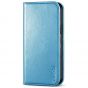 TUCCH iPhone 12 Wallet Case, iPhone 12 Pro Wallet Case, Flip Cover with Stand, Credit Card Slots, Magnetic Closure for iPhone 12 / Pro 6.1-inch 5G Shiny Light Blue