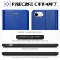 TUCCH iPhone 7 Wallet Case, iPhone 8 Case, iPhone SE 2/3 Gen. Premium PU Leather Case - Klein Blue - Full Grain