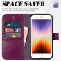 TUCCH iPhone 7 Wallet Case, iPhone 8 Case, iPhone SE 2/3 Gen. Premium PU Leather Case - Plum Purple