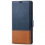 TUCCH SAMSUNG S22 Ultra Wallet Case, SAMSUNG Galaxy S22 Ultra PU Leather Cover Book Flip Folio Case - Blue & Brown