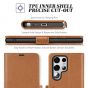 TUCCH SAMSUNG S22 Ultra Wallet Case, SAMSUNG Galaxy S22 Ultra PU Leather Cover Book Flip Folio Case with Dual Magnetic Tab - Light Brown