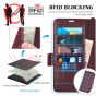 TUCCH SAMSUNG S23 Ultra Wallet Case, SAMSUNG Galaxy S23 Ultra PU Leather Cover Book Flip Folio Case - Wrist Strap - Wine Red