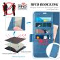 TUCCH SAMSUNG S23 Ultra Wallet Case, SAMSUNG Galaxy S23 Ultra PU Leather Cover Book Flip Folio Case - Light Blue