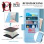 TUCCH SAMSUNG S23 Ultra Wallet Case, SAMSUNG Galaxy S23 Ultra PU Leather Cover Book Flip Folio Case - Shiny Light Blue