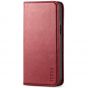 TUCCH iPhone 14 Wallet Case, iPhone 14 PU Leather Case, Flip Cover with Stand, Credit Card Slots, Magnetic Closure - Dark Red