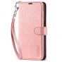 TUCCH iPhone 14 Wallet Case, iPhone 14 PU Leather Case, Folio Flip Cover with RFID Blocking, Credit Card Slots, Magnetic Clasp Closure - Strap - Rose Gold
