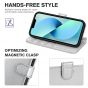 TUCCH iPhone 14 Wallet Case, iPhone 14 PU Leather Case, Folio Flip Cover with RFID Blocking, Credit Card Slots, Magnetic Clasp Closure - Shiny Silver