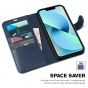 TUCCH iPhone 14 Plus Wallet Case, Mini iPhone 14 Plus 6.7-inch Leather Case, Folio Flip Cover with RFID Blocking, Stand, Credit Card Slots, Magnetic Clasp Closure - Blue
