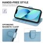 TUCCH iPhone 14 Plus Wallet Case, Mini iPhone 14 Plus 6.7-inch Leather Case, Folio Flip Cover with RFID Blocking, Stand, Credit Card Slots, Magnetic Clasp Closure - Shiny Light Blue