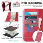 TUCCH iPhone 14 Wallet Case, iPhone 14 PU Leather Case, Folio Flip Cover with RFID Blocking, Credit Card Slots, Magnetic Clasp Closure - Red