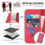 TUCCH iPhone 14 Pro Wallet Case, iPhone 14 Pro PU Leather Case with Folio Flip Book Cover, Kickstand, Card Slots, Magnetic Closure - Red