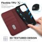 TUCCH iPhone 14 Pro Wallet Case, iPhone 14 Pro PU Leather Case with Folio Flip Book Cover, Kickstand, Card Slots, Magnetic Closure - Dark Red