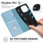 TUCCH iPhone 14 Pro Wallet Case, iPhone 14 Pro PU Leather Case with Folio Flip Book Cover, Kickstand, Card Slots, Magnetic Closure - Shiny Light Blue