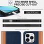 TUCCH iPhone 14 Pro Max Leather Case, iPhone 14 Pro Max PU Wallet Case with Stand Folio Flip Book Cover and Magnetic Closure - Dark Blue & Brown