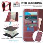 TUCCH iPhone 14 Pro Max Wallet Case, iPhone 14 Pro Max PU Leather Case with Folio Flip Book RFID Blocking, Stand, Card Slots, Magnetic Clasp Closure - Dark Red