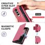 TUCCH SAMSUNG GALAXY Z FOLD4 5G Wallet Case with S Pen Holder Dual Magnetic Tab Closure Book Folio Flip Style - Hot Pink